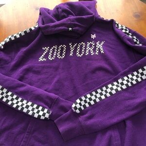 Zoo York Purple and Black Checkered Hoodie size medium used but in great shape
